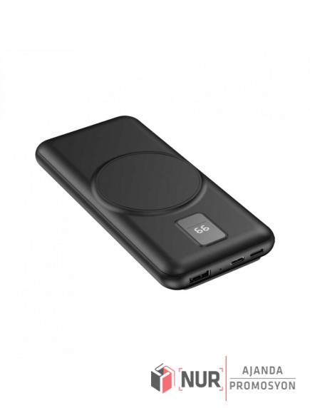 Kablosuz Şarj Destekli 10000 mAh Dijital Göstergeli Powerbank 